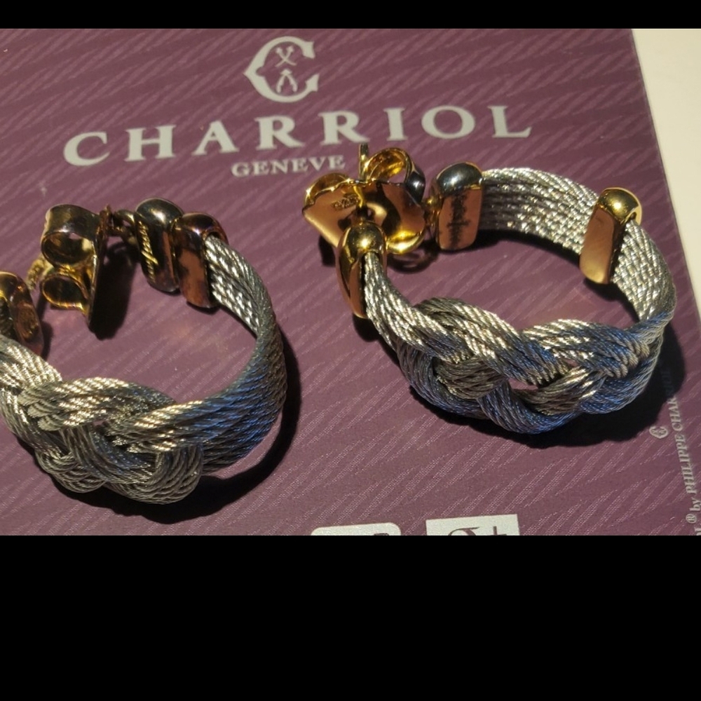 Charriol Silver and Gold Twisted Cable Earrings